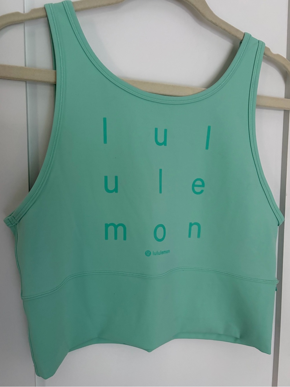 1. Size Large LULULEMON Seafoam Power Pivot Tank With Spellout
